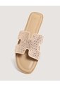 Sandalias Brillos Glam  Para Mujer Beige Ostu de Ostu