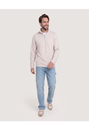 Buzo Half Zip Para Hombre Café Ostu