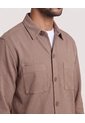 Sobrecamisa Con Bolsillos  Para Hombre Café Ostu de Ostu