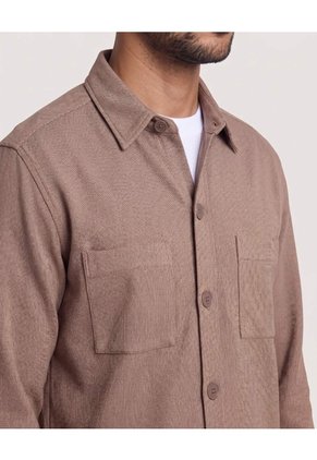 Sobrecamisa Con Bolsillos  Para Hombre Café Ostu