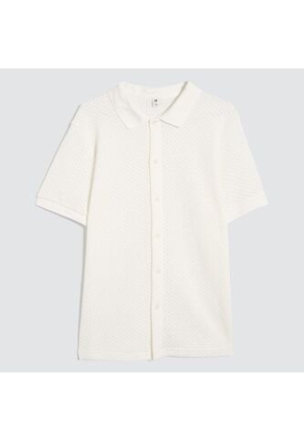 Camisa Para Hombre Manga Corta Sin Bolsillo Cuello Resort Color Crema Marca Ostu #60010781 Ostu