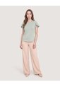 Pantalón Wide Leg Con Pinzas  Para Mujer Beige Ostu de Ostu