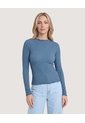 Camiseta Cuello Alto Texturizada  Para Mujer Azul Ostu de Ostu