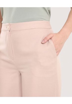 Pantalón Wide Leg Con Pinzas  Para Mujer Beige Ostu