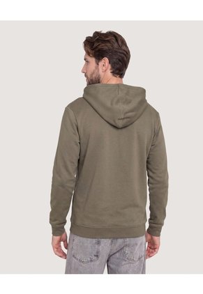 Buzo Zipper Unicolor Para Hombre Verde Ostu