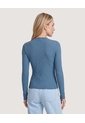 Camiseta Cuello Alto Texturizada  Para Mujer Azul Ostu de Ostu