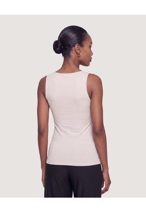 Top Basico Hombro Ancho  Para Mujer Beige Ostu