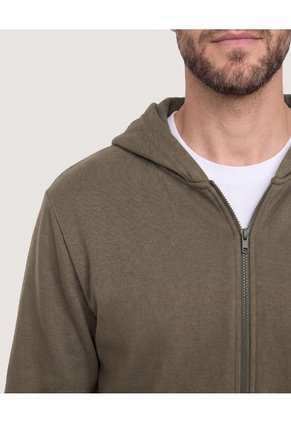 Buzo Zipper Unicolor Para Hombre Verde Ostu
