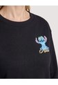 Buzo Stitch Nani Cuello Redondo  Para Mujer Negro Ostu de Ostu
