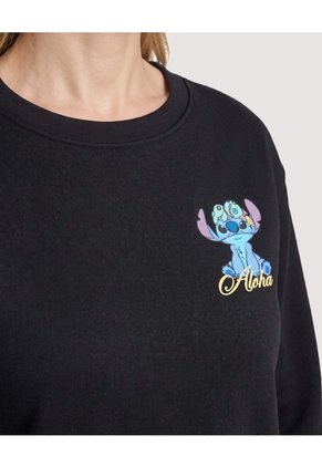 Buzo Stitch Nani Cuello Redondo  Para Mujer Negro Ostu