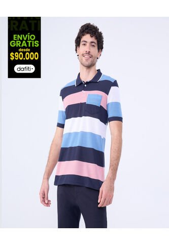 Polo Para Hombre Cuello Tejido Con Bolsillo Color Azul Claro Marca Ostu #60110748 Ostu