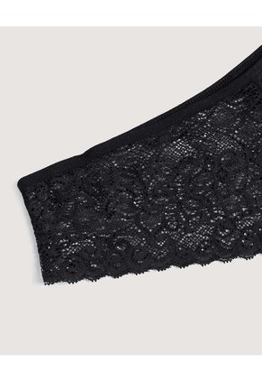 Panty Tanga En Encaje  Para Mujer Negro Ostu