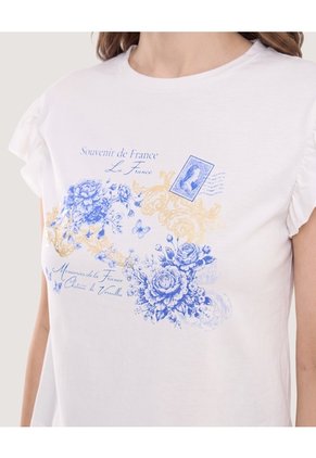 Camiseta Boleros Souvenir  Para Mujer Crema Ostu