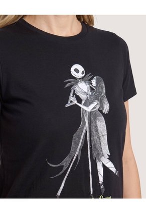 Camiseta Jack Y Sally Screen  Para Mujer Negro Ostu