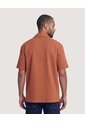Camisa Resort Textura  Para Hombre Terracota Ostu de Ostu