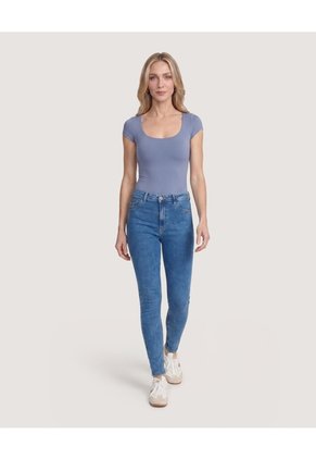 Body Escote Semicuadrado  Para Mujer Gris Ostu