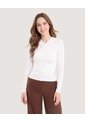 Camiseta Escote Drapeado  Para Mujer Crema Ostu de Ostu