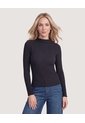 Camiseta Cuello Alto Texturizada  Para Mujer Negro Ostu de Ostu
