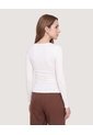 Camiseta Escote Drapeado  Para Mujer Crema Ostu de Ostu