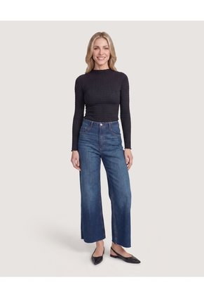 Camiseta Cuello Alto Texturizada  Para Mujer Negro Ostu