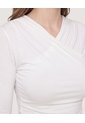 Camiseta Escote Drapeado  Para Mujer Crema Ostu de Ostu