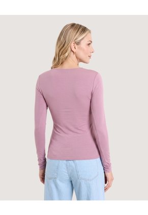 Camiseta Escote Drapeado  Para Mujer Morado Ostu