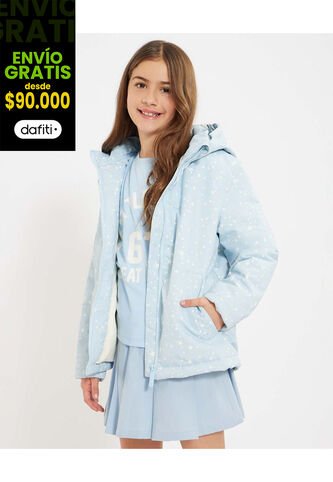 Chaqueta Para Niña Acolchada Color Celeste Marca Ostu #90080040 Ostu