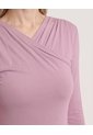 Camiseta Escote Drapeado  Para Mujer Morado Ostu de Ostu