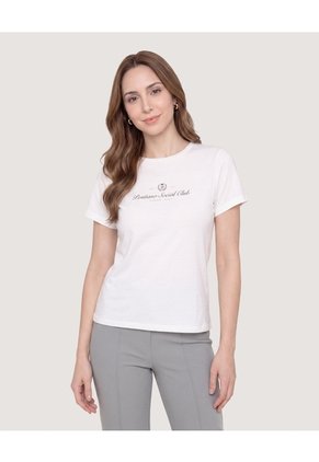 Camiseta Regular Estampada Para Mujer Blanco Ostu