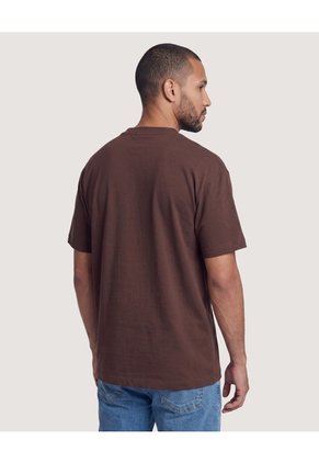 Camiseta Bordado Minimalista Para Hombre Café Ostu
