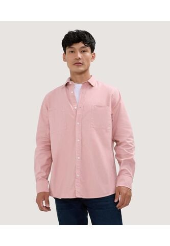 Camisa Para Hombre Manga Larga Con Bolsillo Color Rosado  Marca Ostu #60010679 Ostu