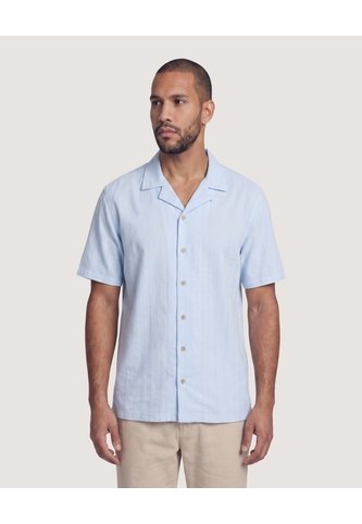 Camisa Resort De Manga Corta  Para Hombre Azul Ostu Ostu