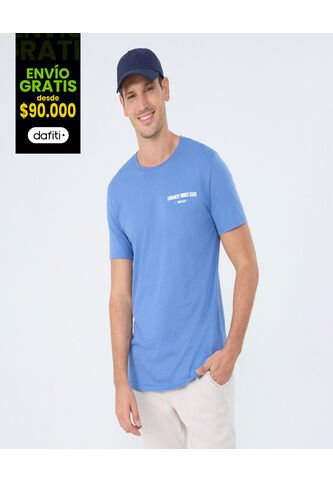 Camiseta Para Hombre Manga Corta Color Azul Medio Marca Ostu #60091560 Ostu