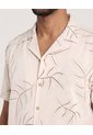Camisa Resort De Manga Corta  Para Hombre Beige Ostu de Ostu