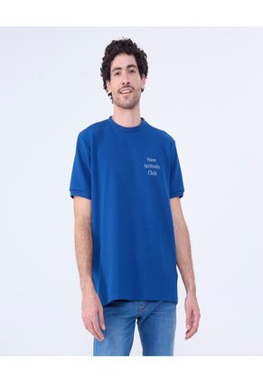 Camiseta Para Hombre Manga Corta Color Azul  Marca Ostu #60091519