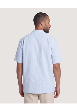 Camisa Resort De Manga Corta  Para Hombre Azul Ostu