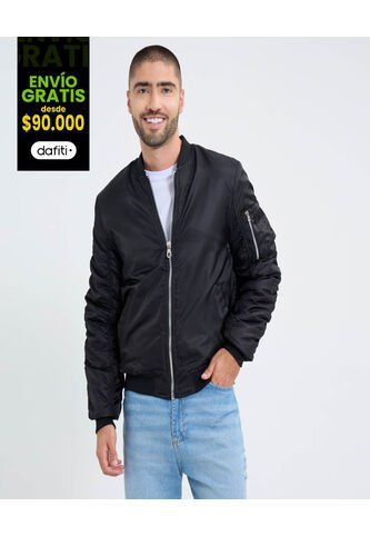 Chaqueta Para Hombre Bomber Color Negro Marca Ostu #60080143 Ostu