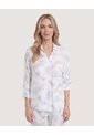 Blusa Fluida Manga 3/4  Para Mujer Celeste Ostu de Ostu
