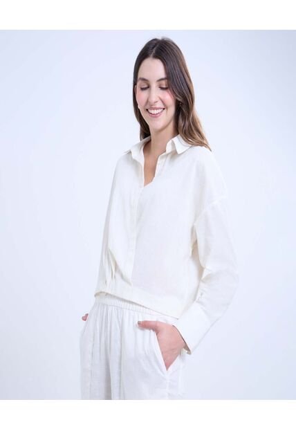 Camisa Para Mujer Manga Larga Color Marfil Marca Ostu #40010285