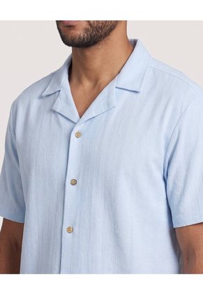 Camisa Resort De Manga Corta  Para Hombre Azul Ostu
