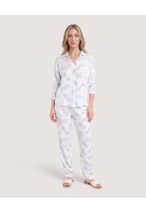 Blusa Fluida Manga 3/4 Para Mujer Celeste Ostu
