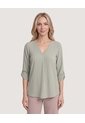 Blusa Cuello V  Para Mujer Verde Ostu de Ostu