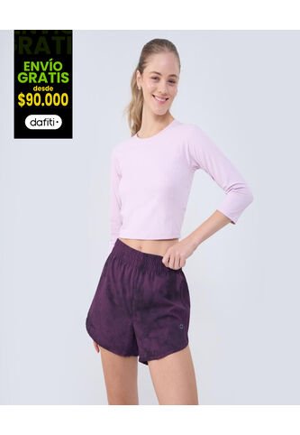 Crop Top Para Mujer Manga 3/4 Color Rosa Marca Ostu #40092291 Ostu