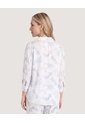 Blusa Fluida Manga 3/4  Para Mujer Celeste Ostu de Ostu