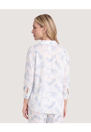 Blusa Fluida Manga 3/4 Para Mujer Celeste Ostu
