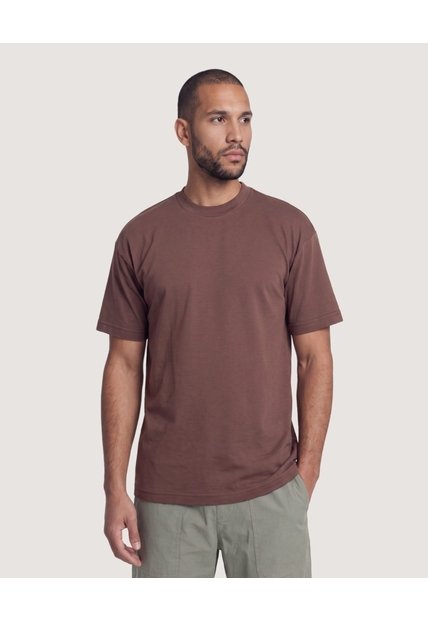 Camiseta Estampado Posterior  Para Hombre Café Ostu