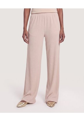 Pantalón Ancho Con Pretina Elástica Para Mujer Beige Ostu