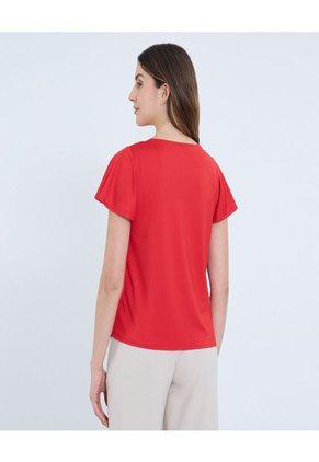 Camiseta Para Mujer Manga Corta Cuello Redondo Color Rojo Marca Ostu #40092419