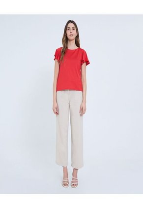 Camiseta Para Mujer Manga Corta Cuello Redondo Color Rojo Marca Ostu #40092419