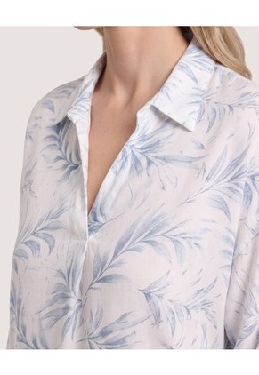 Blusa Fluida Manga 3/4 Para Mujer Celeste Ostu